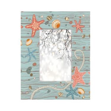 Imagem de Molduras de madeira para fotos de conchas de estrela-do-mar, oceano, 10 x 15 cm, sem tapete, moldura de mesa, para quarto, sala de estar, decoração de casa, A-2