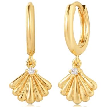 Imagem de BENEIGE Brincos de argola banhados a ouro 14 K para mulheres, brincos de argola simples, delicados, joias femininas, Latão, Sem pedra preciosa