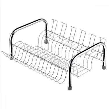 Imagem de Escorredor de Louça Arthi em Aço Cromado Suporta até 15 Pratos e 6 Copos Pratik - 1078