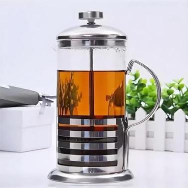 Imagem de Prensa Francesa de Vidro e Aço Inox, 350ml, 18cm de Altura, Cafeteira e Infusor para Café e Chá