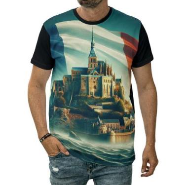 Imagem de Camiseta França Bandeira Castelo Montanha País Nação Paris - Darkwood,