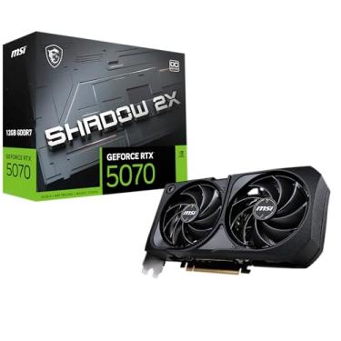 Imagem de MSI Placa gráfica Gaming RTX 5070 12G Shadow 2X OC (12 GB GDDR7, 192 bits, desempenho extremo: 2557 MHz, DisplayPort x3 2.1a, HDMI 2.1b, NVIDIA Blackwell Architecture)