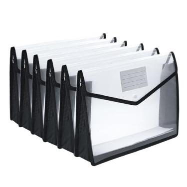 Imagem de Pasta de arquivo expansível de plástico, pastas envelope para documentos, suporte organizador de pasta de arquivos com fecho de pressão, pasta de arquivos transparente à prova d'água, grande