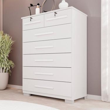 Imagem de Cômoda para Quarto 7 Gavetas Topázio Expresso Móveis Branco