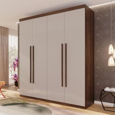 Imagem de Guarda-roupa 4 Portas 3 Gavetas Fenix Espresso Móveis Imbuia / Off White