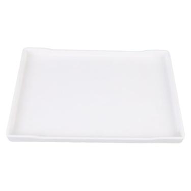 Imagem de Bandeja de Porção de Retângulo, Conjuntos de chá Bandeja Plástica à Prova de Quebra Com Alças Lava -louças para Uso Diário de Festas Organização de Cozinha de Frutas (WHITE)
