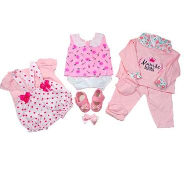 Imagem de Kit Roupinha Bebê Reborn 3 trocas + Tiara e Sapatinho - Mamãe Reborn