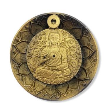 Imagem de Incensario cascata prato buda dourado - Lua Mistica