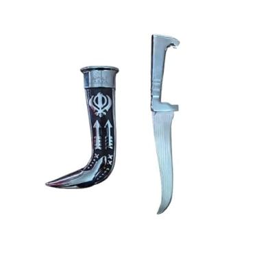 Imagem de Adaga Cerimonial Religiosa Sikh Kirpan, Aço Inoxidável, Prata Sikh Kirpan Sahib Sikhismo Kirpan para Sikh Homens e Mulheres Siri Sahab Taksali Singh 19 cm