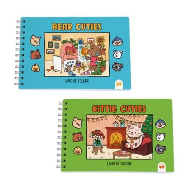 Imagem de Kit 2 Livro de Colorir Cuties 128 Páginas Bear e Kittie - Vale das Let