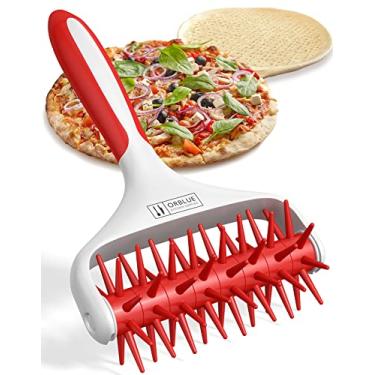 Imagem de Orblue Docker de massa de pizza, rolo de pastelaria com pontas, ferramenta de ancoragem de pizza para cozinha doméstica e comercial – Acessórios para fazer pizza que evitam que a massa tenha bolhas, vermelho
