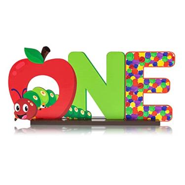 Imagem de PANTIDE Hungry Caterpillar One Letter Sign Wooden Table Centerpiece for Kids Summer Spring First Birthday Decoration Red Apple 1st Table Sign Party Supplies for Baby Shower Cake Smash Photo Props