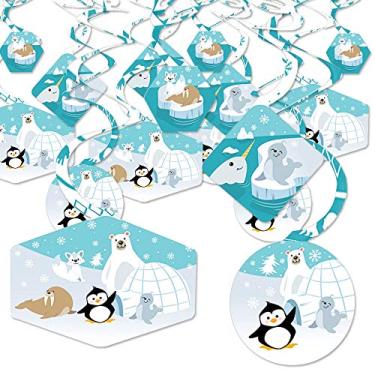 Imagem de Big Dot of Happiness Arctic Polar Animals - Winter Baby Shower or Birthday Party Hanging Decor - Party Decoration Swirls - Set of 40