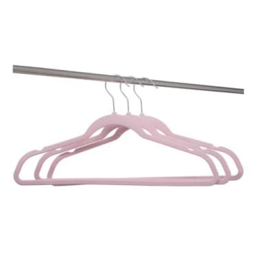 Imagem de Kit 3 Cabides Veludo Antideslizante Adulto Guarda Roupa (Rosa)