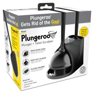 Imagem de Plungeroo Plunger & Silicone Scrubber 2 in 1 Holder Set for Bathroom, Heavy Duty Cleaning Combo, Black