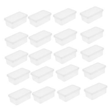 Imagem de NAMOARLY Recipiente Tiramisu: 20 peças de caixas de bolo de plástico transparente com tampa - copos de sobremesa retangulares porta-sacos de comida de padaria suporte de embalagem para aniversário de