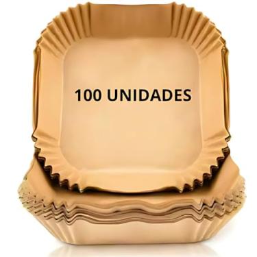 Imagem de Kit 100 Formas de Papel Premium para Air Fryer Quadradas Antiaderente Descartáveis Compatível com Todos Modelos à Prova de Gordura Folhas para Cozimento Saudável Sem Óleo Ideal para Cozinha