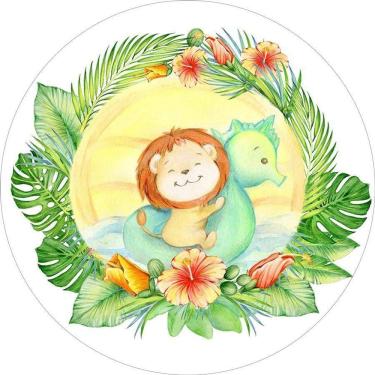 Imagem de Painel Redondo Tecido Sublimado 3D Safari Baby Frd-5698