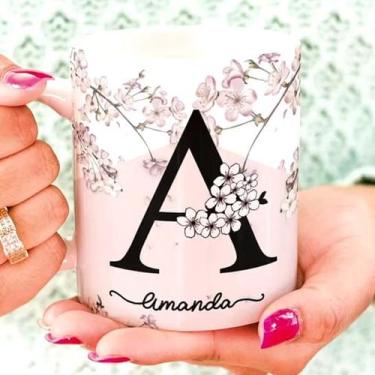 Imagem de Caneca Personalizada com Nome Florais - Live, trix, panda ou orca