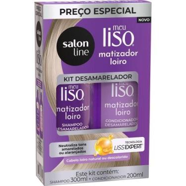 Imagem de Shampoo 300ml + condicionador salon line meu liso matizador loiro 200m