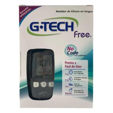 Imagem de Kit Aparelho Medidor De Glicemia Diabetes G-Tech Free c/ 10 Tiras Reag
