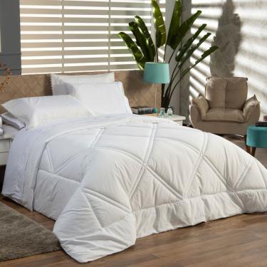 Imagem de Kit Edredom Liso Queen 03pçs Percal 200 Fios Branco