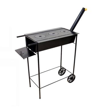 Imagem de Fogão Churrasqueira Mineiro Chapa 03 Furo Grelha 80X60X38Cm