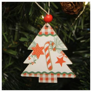 Imagem de Enfeite 2 Pendentes Para árvore De Natal Pinheirinho Em Mdf 7cm