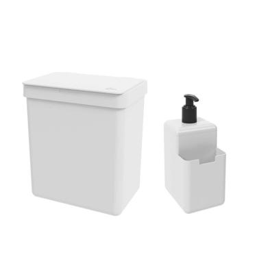 Imagem de Kit Cozinha Dispenser + Lixeira Single 2,5l - Brinox Branco