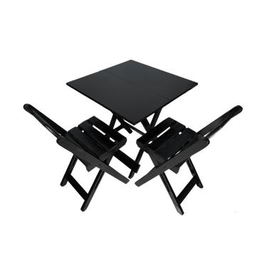 Imagem de Conjunto Wood 70X70 Com 2 Cadeiras De Preto Preto