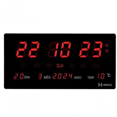 Imagem de Relógio De Parede Herweg Digital Preto 4606-034 Bivolt