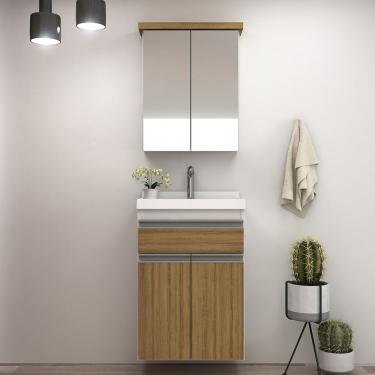 Imagem de Gabinete De Banheiro 50cm Com Lavatório E Armário Ref 501 Branco Itapuã