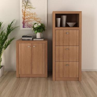 Imagem de Kit 2 Peças Com Armário Baixo Me4103 E Gaveteiro Arquivo Me4118 Espresso Móveis Amendoa