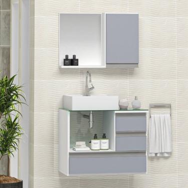Imagem de Conjunto Gabinete Polo 60cm Branco Cinza