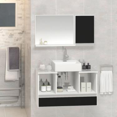 Imagem de Conjunto Gabinete Venus 80cm Branco Preto