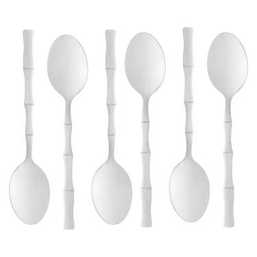 Imagem de Conjunto Com 06 Colheres Aço Inox Para Mesa Bambu Elegant 1805 - Lyor