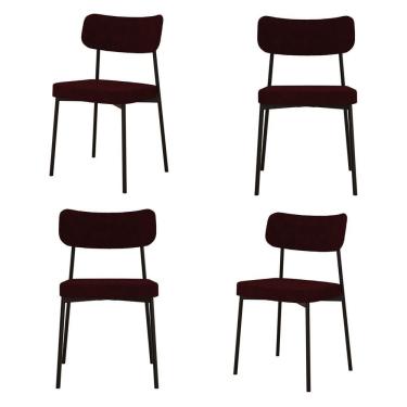 Imagem de Kit Com 4 Cadeiras Para Sala De Jantar Mona Yescasa Bordô