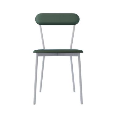 Imagem de Cadeira Fixa Estofada Vintage Emília Com 2 Unidades Verde-branco