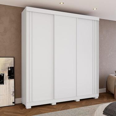 Imagem de Guarda-roupa Casal 220cm 3 Portas 100% Mdf Kamala Espresso Móveis Branco