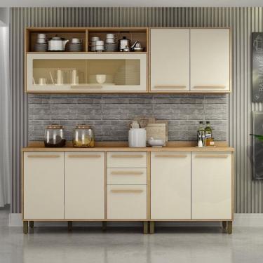Imagem de Cozinha Completa 4 Peças 8 Portas 2 Gavetas Salvador Marrom-bege