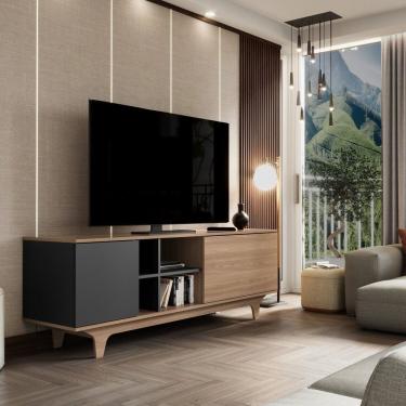 Imagem de Rack Para Sala De Estar Lars 160x55x40cm Freijó-preto