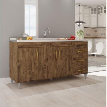 Imagem de Balcão Gabinete De Pia Sem Tampo Luana 158cm X 80cm X 51cm Canela