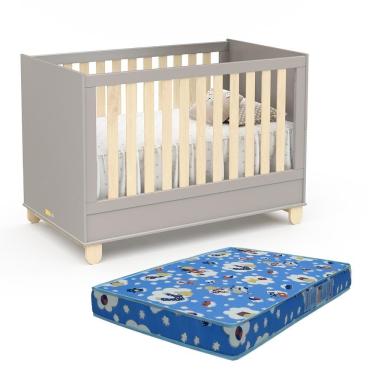 Imagem de Berço Americano Rope New Cinza-natural Com Colchão Baby Physical - Matic Móveis Cinza-natural