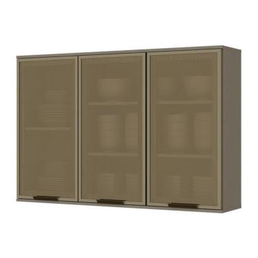 Imagem de Armário Aéreo 3 Portas De Vidro 120cm Connect Duna-cristal - Móveis Henn Duna-cristal