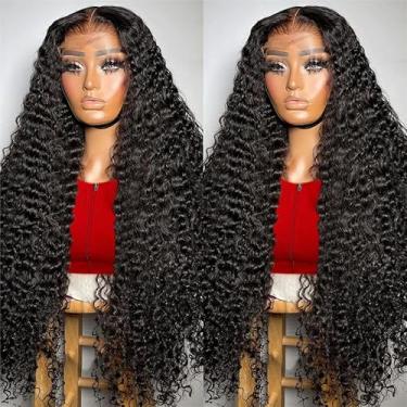 Imagem de HUICHU Peruca Frontal De Renda Com Ondas D'Água 13X6, Cabelo Humano, Densidade 250%, Transparente, Hd, Pré-Depilada Corte Sem Cola Para Bebê, Preto Natural, 26"