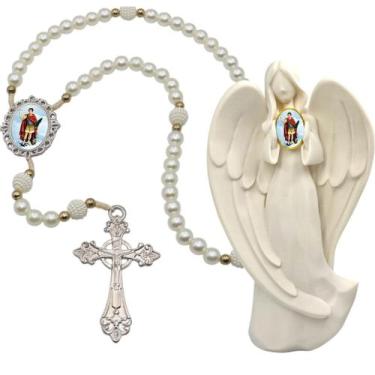 Imagem de Terço Oraçao Luxo com Imagem Anjo Santo Expedito Decoração Casa Capeli