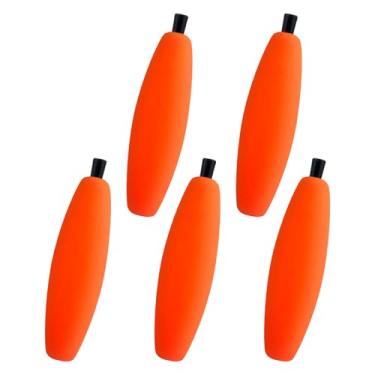 Imagem de Dr.Fish Pacote com 15 boias de espuma de charuto boia de pesca boia boias flutuantes rolhas de pesca para Santee Catfish Rig Crappie água doce água salgada laranja M tamanho 5 cm