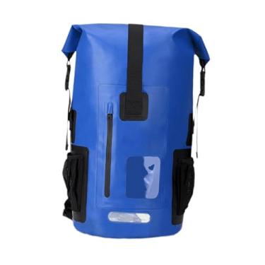 Imagem de Vaveren Mochila seca com tampa de enrolar à prova d'água de 55L, saco seco de 13 x 22,8 polegadas, PVC, design ergonômico para caiaque, drifting, leve e, Azul