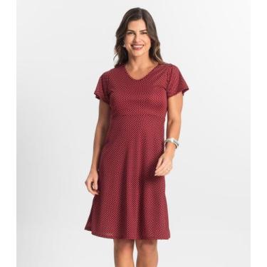 Imagem de Vestido Feminino Evasê Estampado Select Vermelho, P, Vermelho