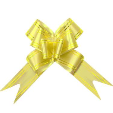 Imagem de 10 Laço Fácil para Presente 30mm - AAZ, Listrado Amarelo